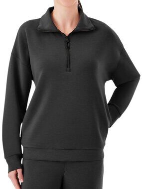 Member’s Mark Women’s Small Sandwash Quarter Zip & Crop Pants Lounge Set Black